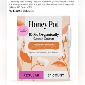 Honey Pot Regular Organic Cotton Tampons- 54 Count